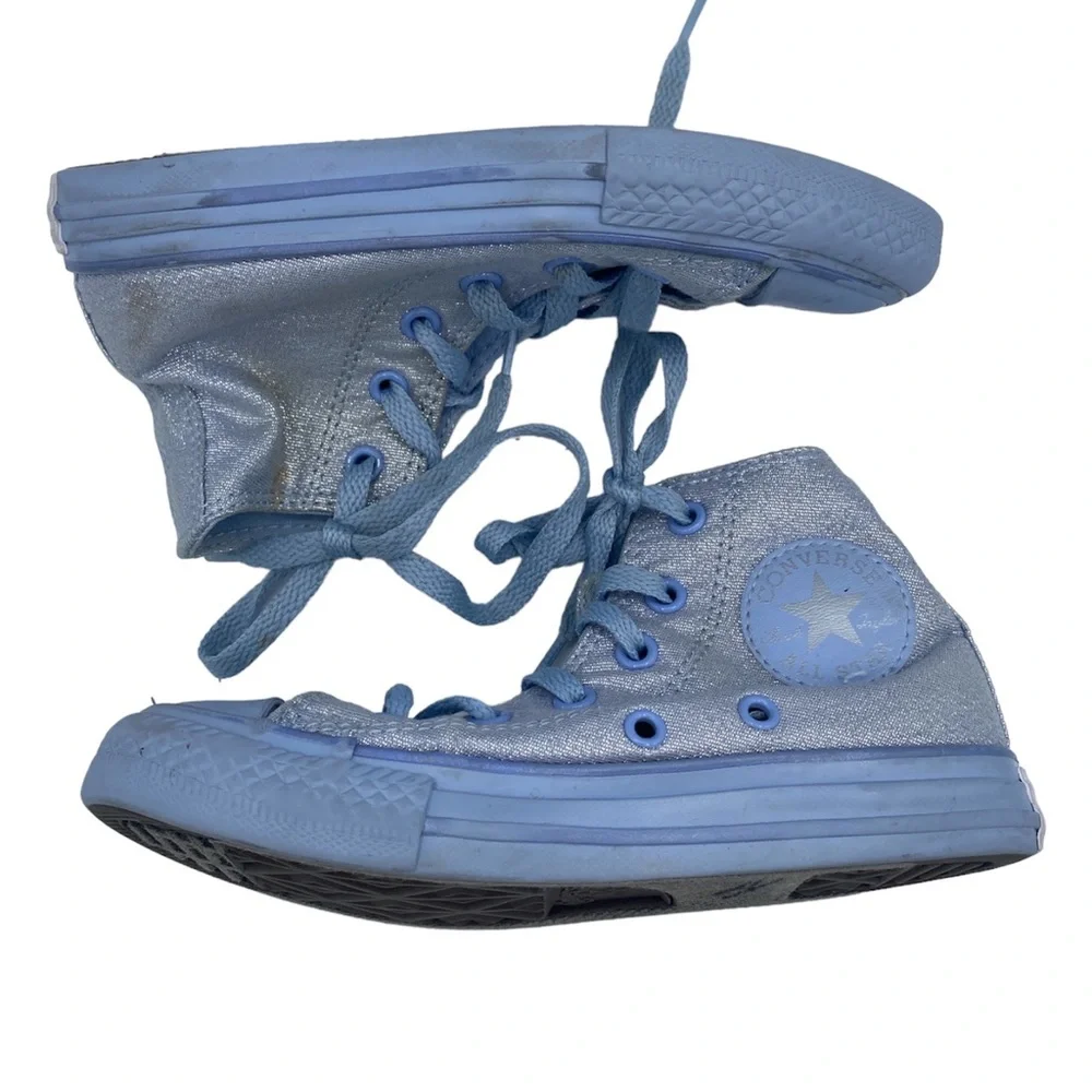 Converse All Star Metallic Blue Sneakers Ankle high tops Size 12 youth Unisex